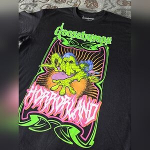 RL Stine Goosebumps Horrorland T-Shirt Monster Green Slime Size L